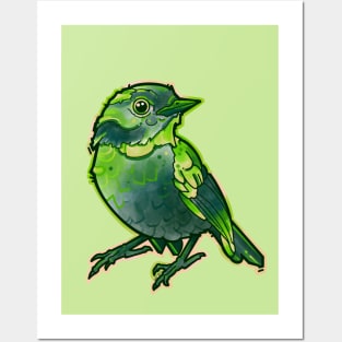 cute green bird Posters and Art